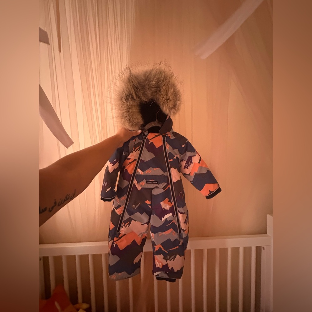 Colorful Baby Snowsuit with Faux Fur Hood